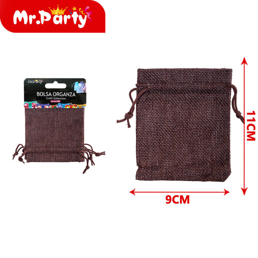 Bolsa de lino sintético de 9 x 11 cm 3 piezases/tarjeta colo (12paquetes)