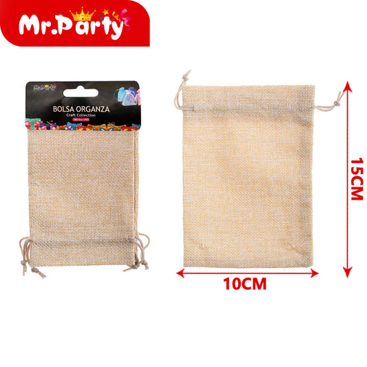 Bolsa de lino sintético de 10 x 15 cm 2 piezases/tarjeta col (12paquetes)