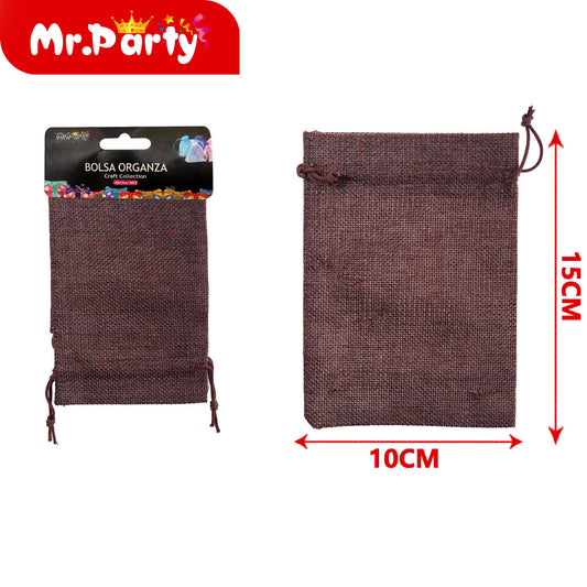 Bolsa de lino sintético de 10 x 15 cm 2 piezases/tarjeta col (12paquetes)