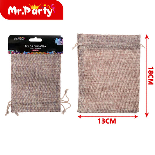 Bolsa de lino sintético de 13 x 18 cm 2 piezases por tarjeta (12paquetes)