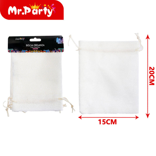 Bolsa de lino sintético de 15 x 20 cm 2 piezases por tarjeta (12paquetes)