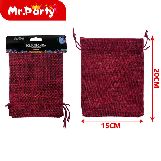 Bolsa de lino sintético de 15 x 20 cm 2 piezases/tarjeta col (12paquetes)