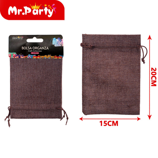 Bolsa de lino sintético de 15 x 20 cm 2 piezases/tarjeta col (12paquetes)