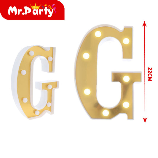 Letra g dorada de 22 cm con luz (12paquetes)
