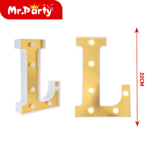 Letra l dorada de 22 cm con luz (12paquetes)