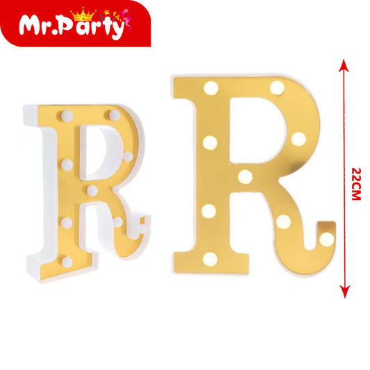 Letra r dorada de 22 cm con luz (12paquetes)