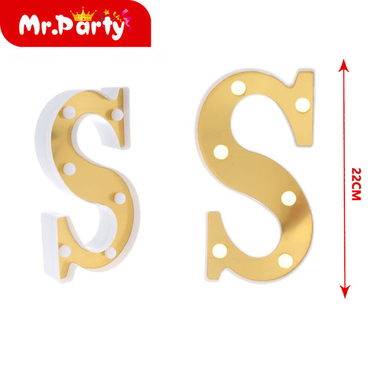 Letra s dorada de 22 cm con luz (12paquetes)