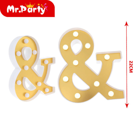 Letras doradas de 22cm con luz y (12paquetes)