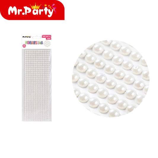 Pegatina de perla de tarjeta grande número 6 color blanco (12paquetes)