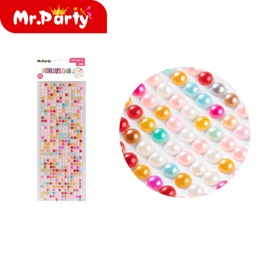 Pegatinas de perla de tarjeta grande número 6 siete colores (12paquetes)