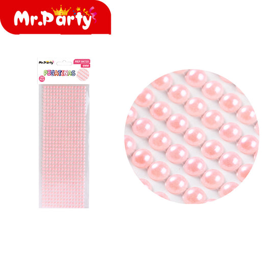 Pegatina de perla de tarjeta grande número 6 color rosa (12paquetes)