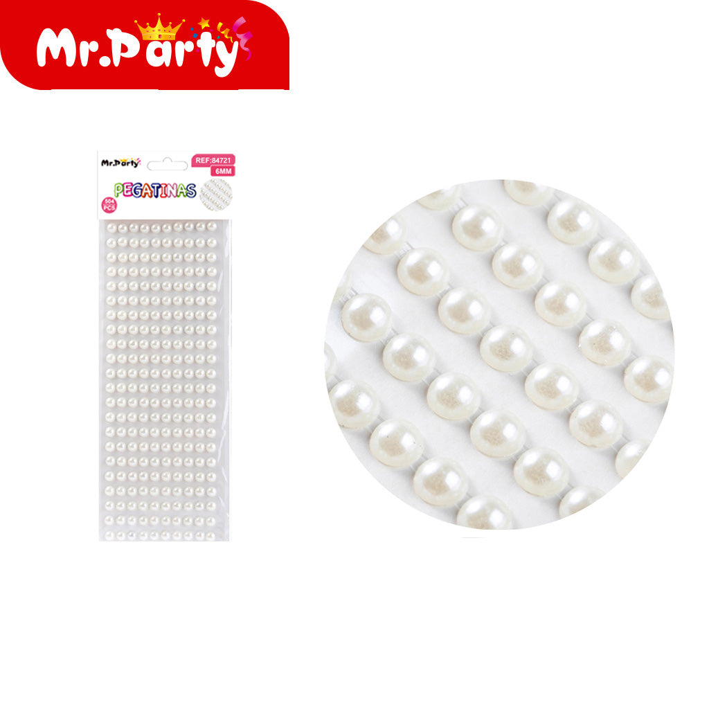 Pegatina de perla de tarjeta grande 8 piezases color blanco (12paquetes)