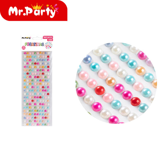 Pegatinas de perla de tarjeta grande número 8 siete colores (12paquetes)