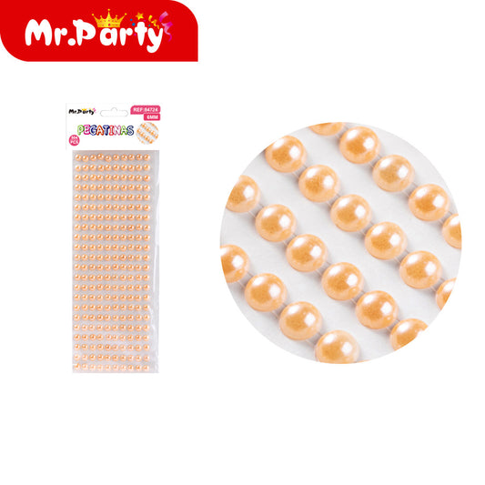 Pegatina de perla grande 8# champan (12paquetes)