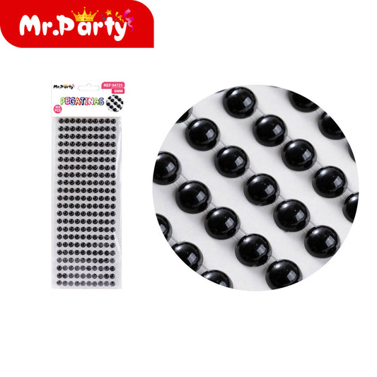 Pegatina de perla de tarjeta grande número 8 negra (12paquetes)