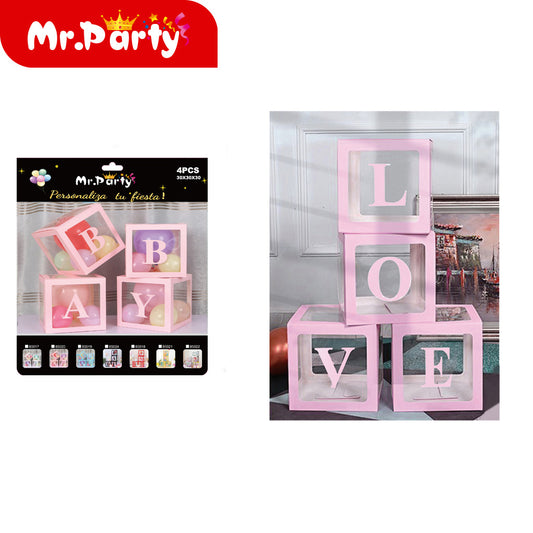 Caja de regalo desmontable de plástico rosa bebé con tarjeta (12paquetes)
