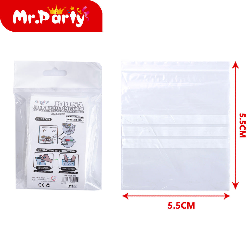 Bolsa ziplock hk201 de 55 x 55 mm 60 piezases (12paquetes)