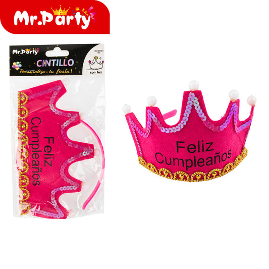 Sombrero de corona iluminado en rojo rosa (12paquetes)