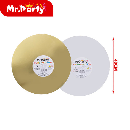 Molde para tartas liso con borde redondo de 40 cm y 3 mm de (12paquetes)