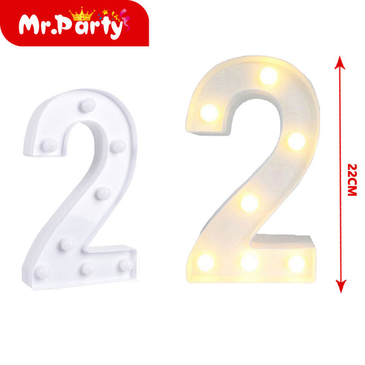 número 2 blanco de 22 cm con luz (12paquetes)