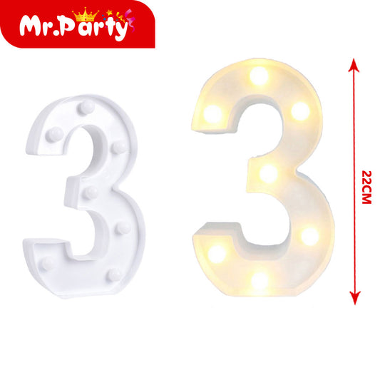 número 3 blanco de 22 cm con luz (12paquetes)
