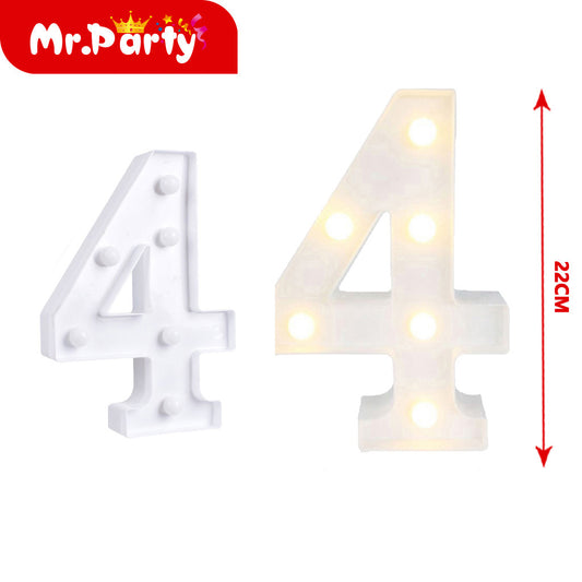 número 4 blanco de 22 cm con luz (12paquetes)