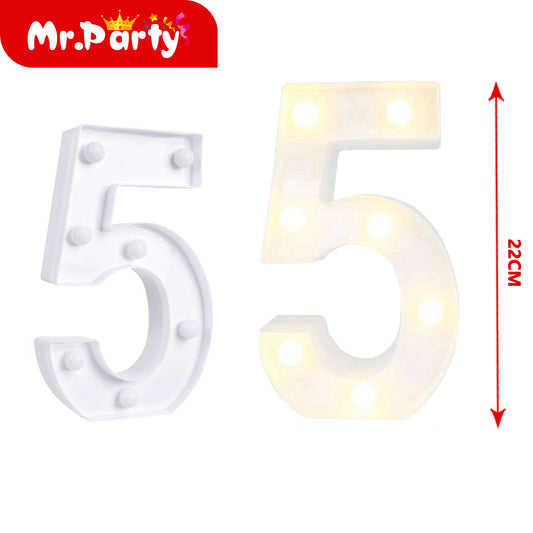 número 5 blanco de 22 cm con luz (12paquetes)