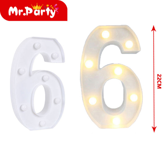 número 6 blanco de 22 cm con luz (12paquetes)