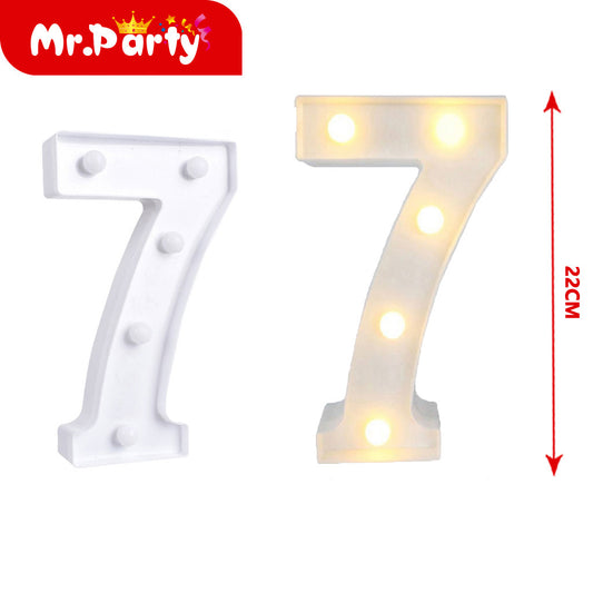número 7 blanco de 22 cm con luz (12paquetes)