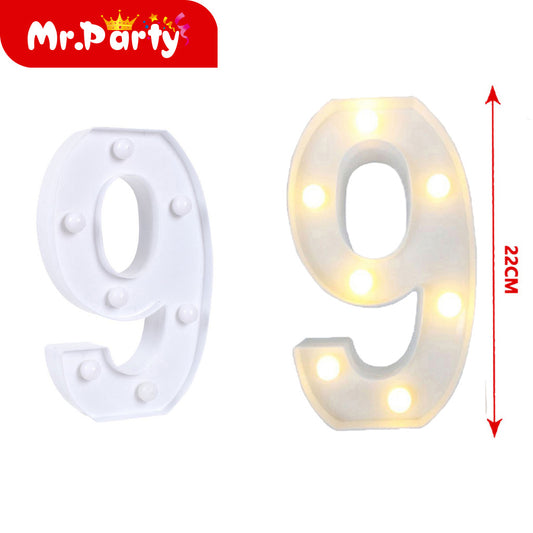 número 9 blanco de 22 cm con luz (12paquetes)