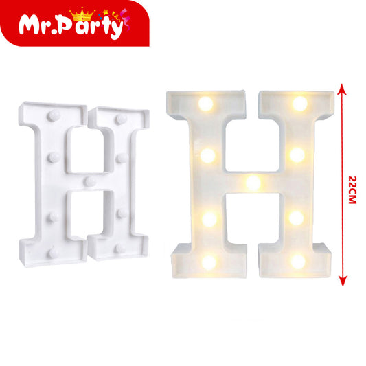 Letra h de plástico de 22 cm con luz (12paquetes)