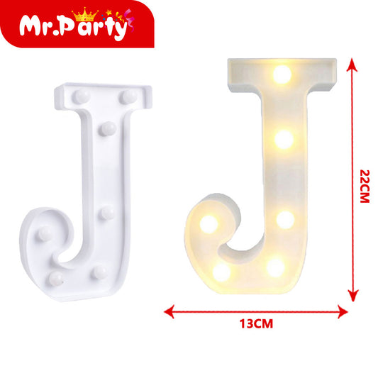 Letra j de plástico iluminada de 22 cm (12paquetes)