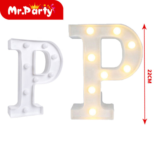 Letra p de plástico de 22 cm con luz (12paquetes)