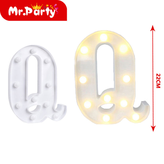 Letra q de plástico de 22 cm con luz (12paquetes)