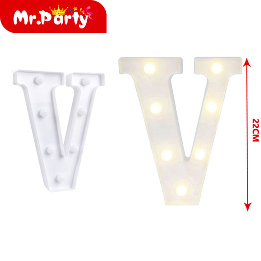 Letra v de plástico iluminada de 22 cm (12paquetes)