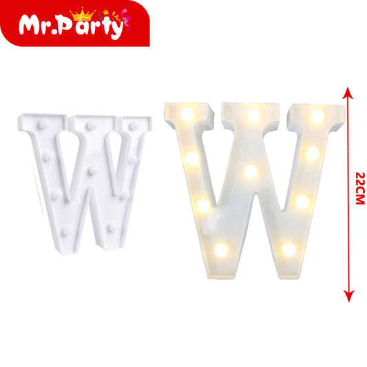 Letra w de plástico iluminada de 22 cm (12paquetes)