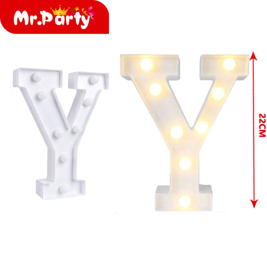 Letra y de plástico de 22 cm con luz (12paquetes)