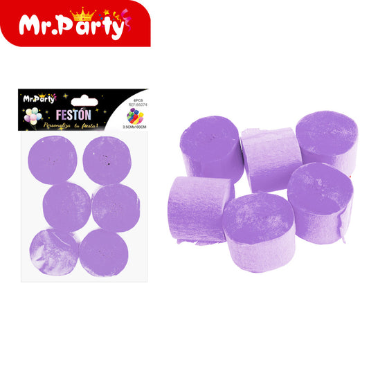 Papel crepé de un solo color 35 cm x 100 cm 6 piezas morado (12paquetes)