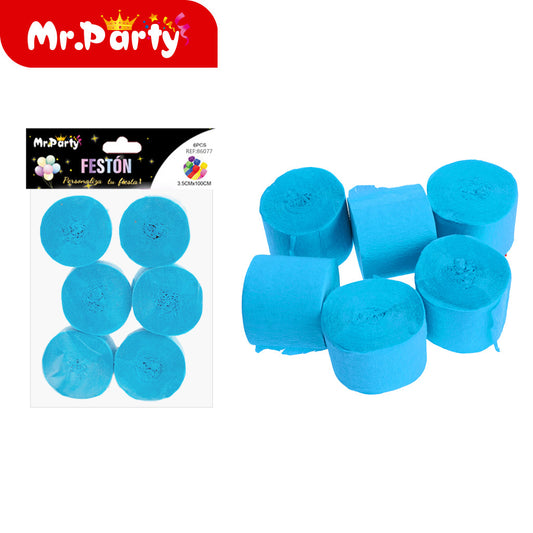 Papel crepé de un solo color 35 cm x 100 cm 6 piezas azul cl (12paquetes)