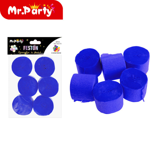 Papel crepé de un solo color 35 cm x 100 cm 6 piezas azul os (12paquetes)