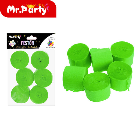 Papel crepé de un solo color 35 cm x 100 cm 6 piezas verde c (12paquetes)