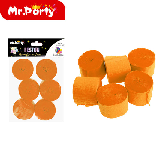 Papel crepé de un solo color 25 cm x 100 cm 6 piezas naranja (12paquetes)