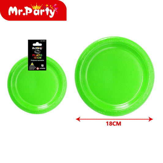 Plato de plástico de 7 pulgadas 10 piezas color verde (12paquetes)