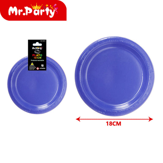Plato de plástico de 7 pulgadas 10 piezas color azul (12paquetes)