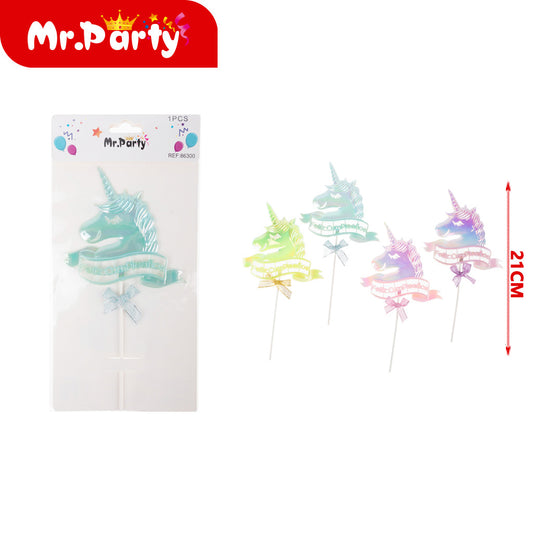 Inserto de pastel fluorescente occidental de unicornio de co (12paquetes)