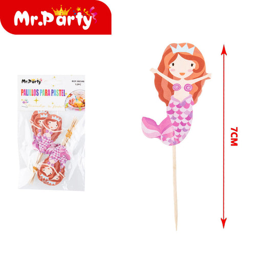 Tarjeta plegable de 12 piezas con diseño de sirena de palill (12paquetes)