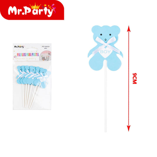 6 piezas de papel azul oso con reverso adhesivo tamaño de ta (12paquetes)
