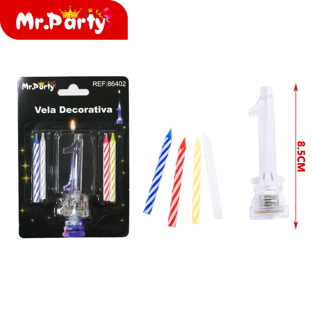 Tarjeta blíster con luz led de vela a baterÃ­a número 1 (12paquetes)