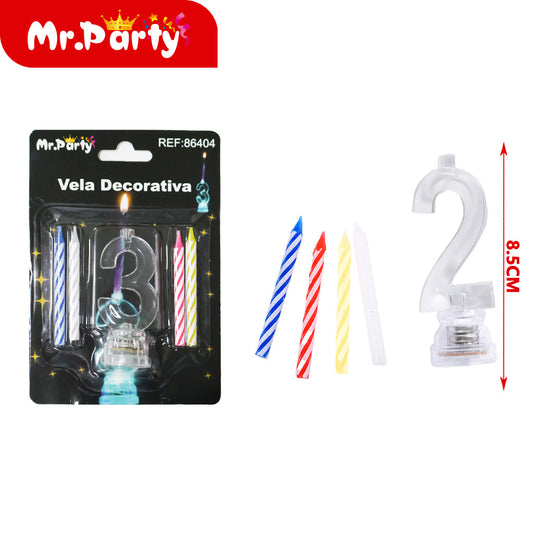 Tarjeta blíster con luz led de vela con baterÃ­a y número 2 (12paquetes)