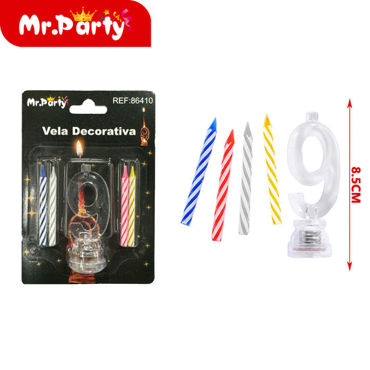 Tarjeta de succiÃ³n con luz de vela led con número 9 a baterÃ­ (12paquetes)